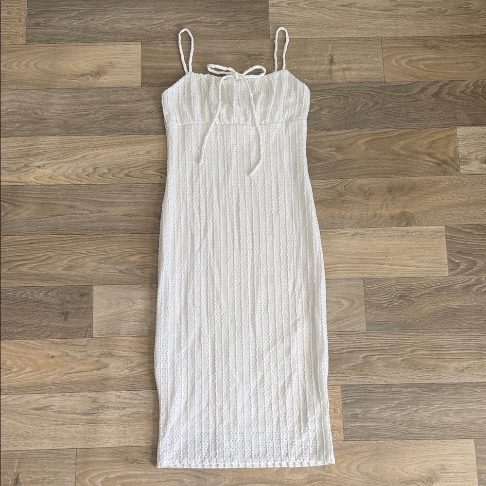 White textured Spaghetti-Strap Dress